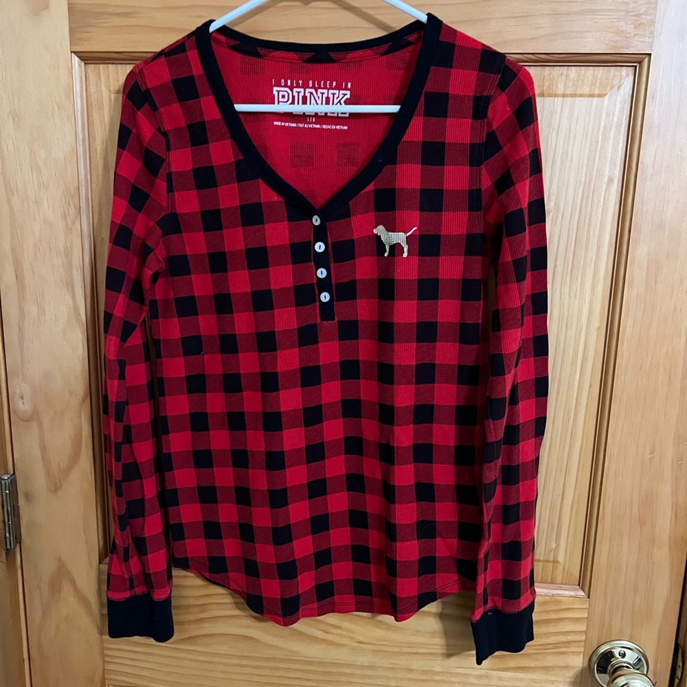 PINK Women’s Size Large Buffalo Plaid Pajama Set